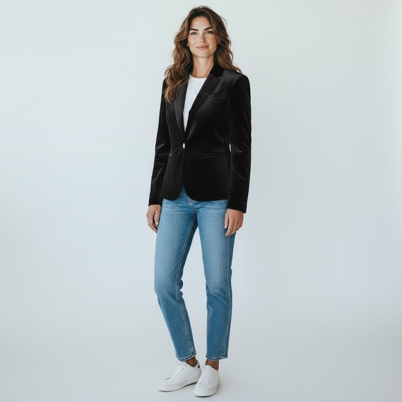 Calvin Klein Jackets & Blazers - Calvin Klein Women's Black Fully Lined Velvet Blazer Size 8P